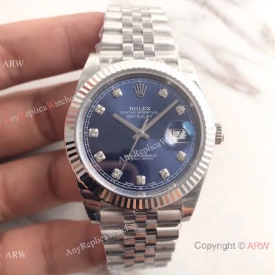 (EW) Fake Rolex Datejust II Jubilee Watch SS Blue Diamond Face ETA3255